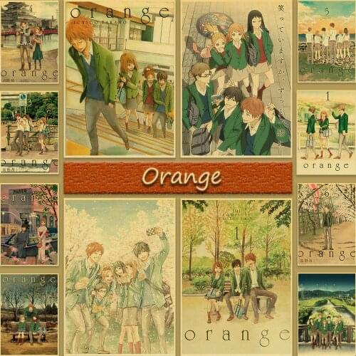 Japan Manga Orange Retro Poster Kraft Paper Wallpaper High-quality Home Decoration Painting Wall Stickers