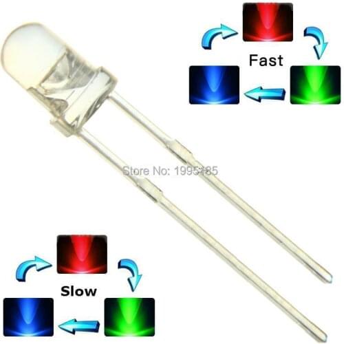 100PCS Bright full color led 5mm red-green-blue three-color rgb color lights