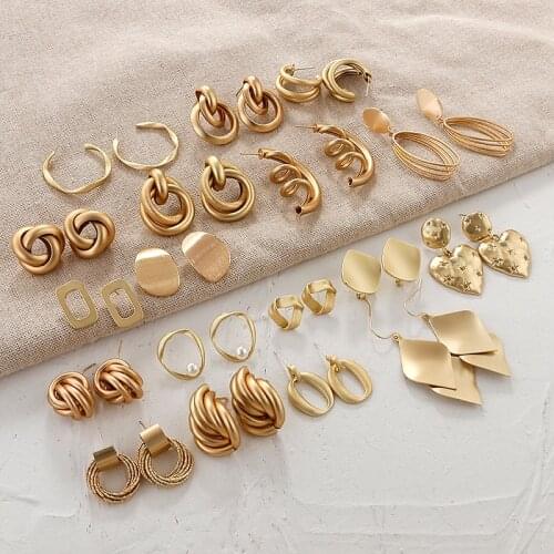 AENSOA Vintage 2020 New Fashion Gold Color Metal Drop Earrings for Women Trendy Simple Knot Twist Statement Earrings Jewelry