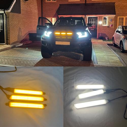 3 PCS/SET LED DRL DAYTIME LIGHTS FRONT MESH MASK COVER LED BAR LIGHTTING FOG LAMP LAMPS FIT FOR RANGER t7 T8 EVEREST grill LIGHT