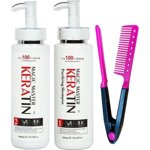 300ml Magic Master Keratin Without Formalin and Pungent Odor Straight Hair Treatment+300ml Purifying Shampoo Repair Damaged Hair