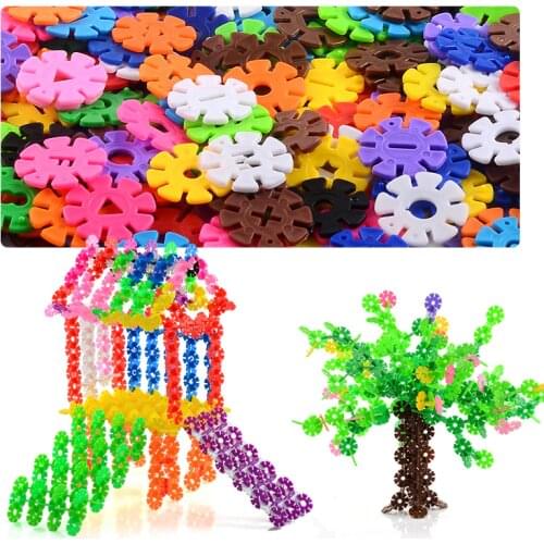 3D Puzzle Jigsaw Plastic Snowflake Building Creative Toys Kids Flakes Interlocking Plastic Disc Set Construction kids brain toy