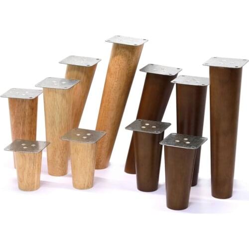 4 Pcs 8/15/20cm High Solid Wood Furniture Legs Slanting Straight Feet Sofa Table Cabinet Leg Metal Plates Screws Dressers