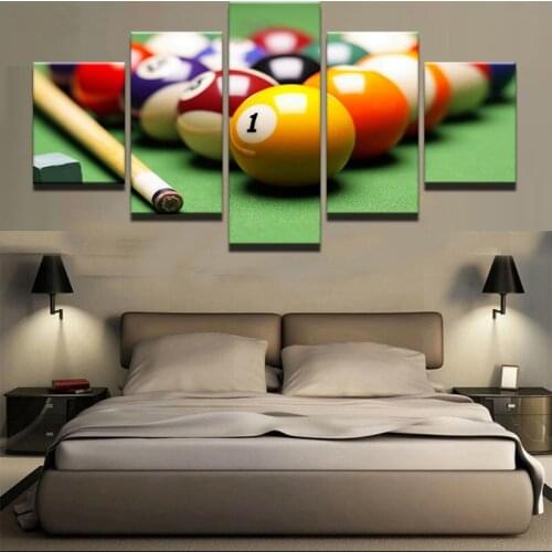 5 Panels Canvas Painting Competitive Ball Sports Poster Billiards Snooker Home Decoration Printing Modern Wall Art Decoration