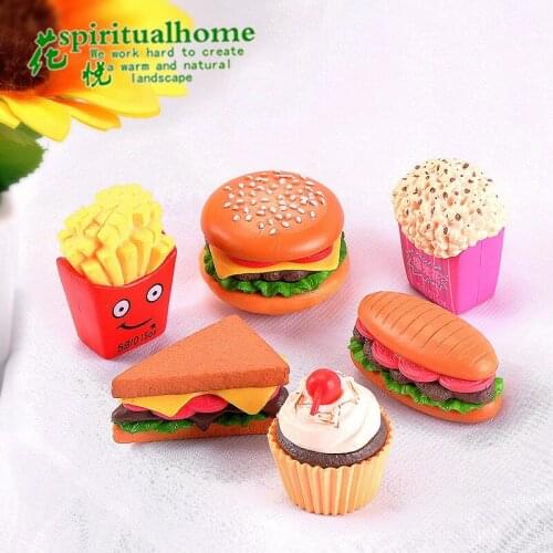 6pcs Children Simulation Food Toys Pretend Play Hamburger French Fries Kitchen Toy Set Miniature Snack Burger Educational Toys