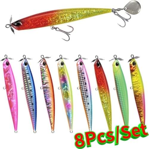 8Pcs/Set 110mm 27g Pencil Spoon Propeller Fishing lures 2020 japan fishing tackle pesca catfish bass gt whopper plopper swimbait