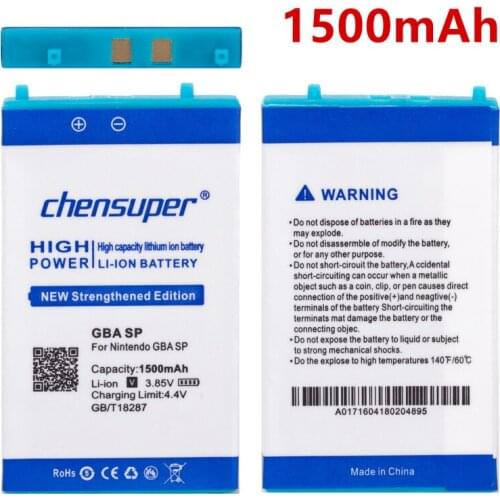 Chensuper 1500mAh Top Battery for Nintendo Gameboy Advance GBA SP GBASP Batteries