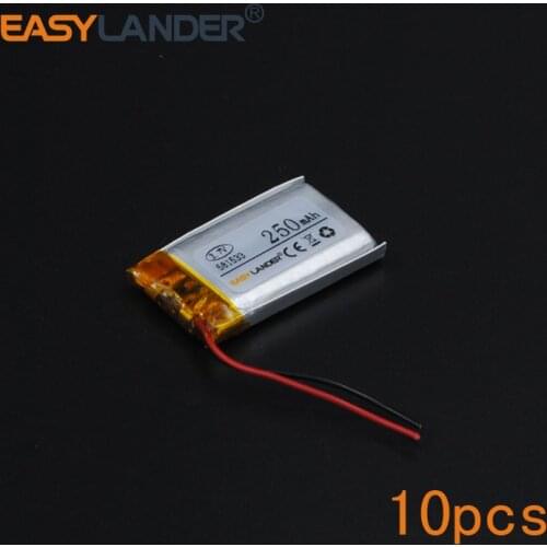 10pcs/Lot 3.7V 250mAh 581533 Rechargeable li Polymer Li-ion Battery For Game Player mouse recorder speaker RC headephone Remote