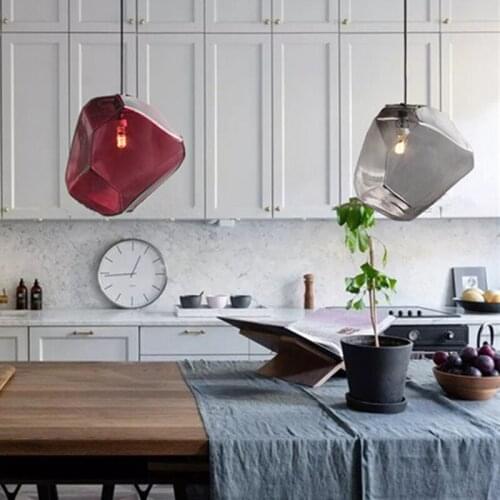 Diamond Colorful Glass Pendant Lights Modern LED Pendant Lamps Restaurant Kitchen Hanging Light Indoor Home Lighting Fixtures