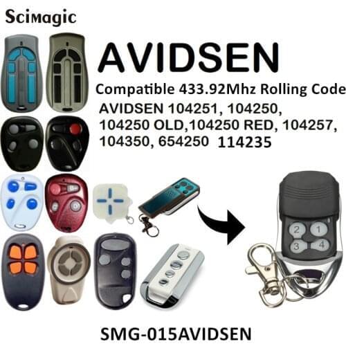 AVIDSEN 433.92MHz Rolling Code Fixed Code Garage Door Remote Control AVIDSEN 114253 104250 104251 100400 104505 Gate transmitter
