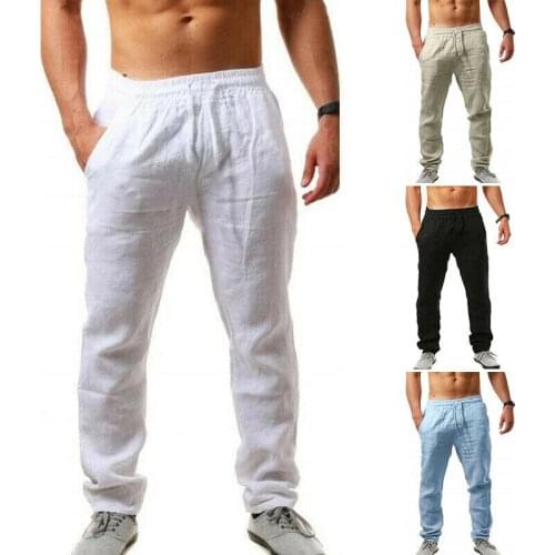 Mens Pants Male Trousers Training Summer Elastic Waist Pants Trousers