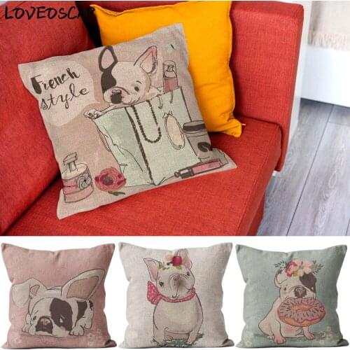 Water Flower Color Pink Beige Canada French British English Bulldog Throw Pillow Case For Kids Room Large Sofa Cushion Cover