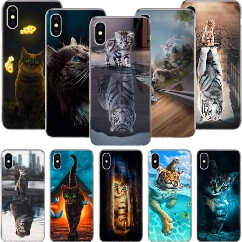 Animal Big Cat Kitten Tiger Phone Case For iPhone 11 12 Pro XS XR X Max 7 8 6 6S Plus Mini + 5 SE Pattern Customized Coque Cover