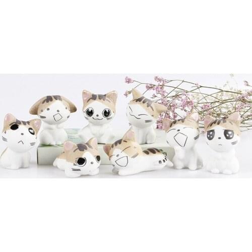 Jingdezhen Kawaii Ceramic Cheese Cat Home Decoration Crafts Room Decoration Porcelain Animal Lucky Cat Girl Toy Decoration Gift