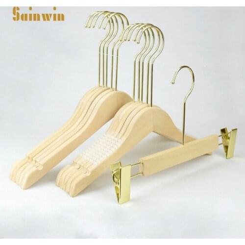 Sainwin 10pcs/lot 15cm Hook Wooden Hangers For Clothes Rack Children Wood Hanger Hotel Clothes Hanger