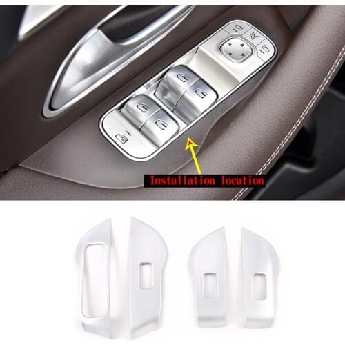 For Mercedes-Benz 2020-2021 GLE GLS W167 X167 ABS Sliver Car Window Lift Button Switch Frame Cover Trim Interior Accessories