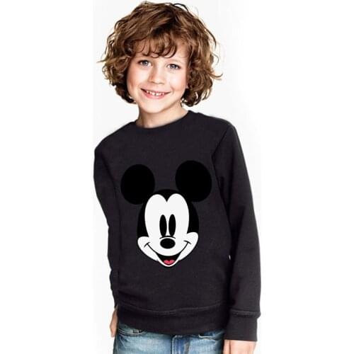 Disney Mickey Mouse 3-15years old childrens cartoon print round neck T-shirt long-sleeved spring and autumn casual thin sweater