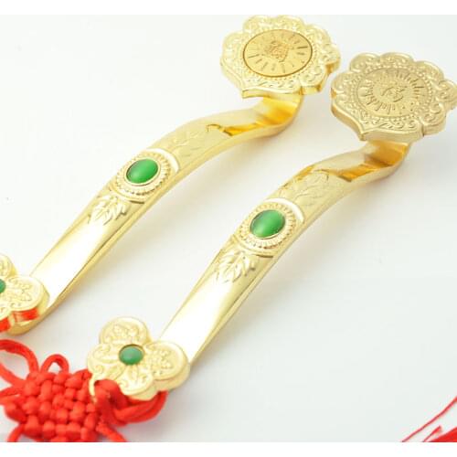 Chinese Amulet Crafts Golden Auspicious Ruyi Home Furnishing Feng Shui Talisman Scepter Decoration Ornaments Good Lucky Fortune