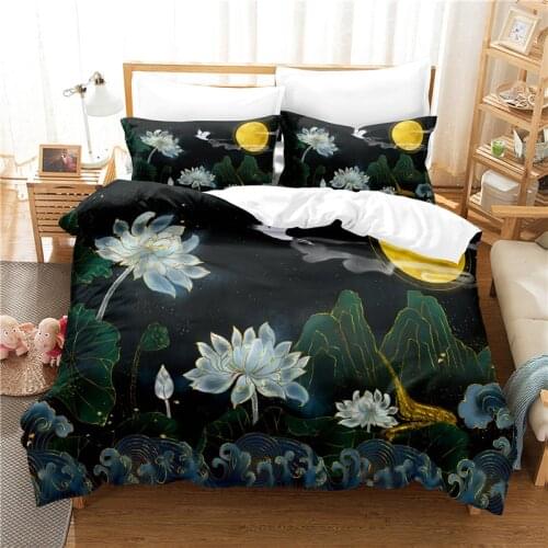 Lotus Bedding Set Duvet Cover Set 3d Bedding Digital Printing Bed Linen Queen Size Bedding Set Fashion Design