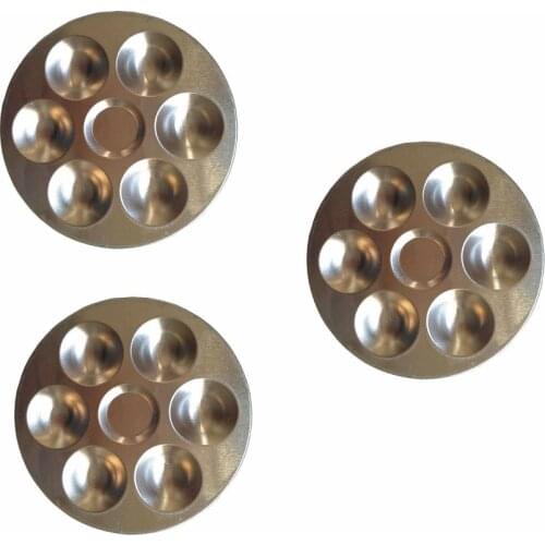 3PCS 6-Well Round Aluminum Palette Mixing Tray for Modelling DIY Craft Painting Tool