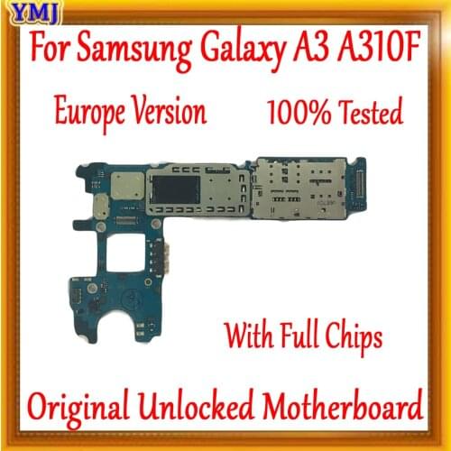 For Samsung Galaxy A3 A310F Motherboard Single / Dual Sim Card,100% Original unlocked for Samsung A310F Logic board+Full Chips