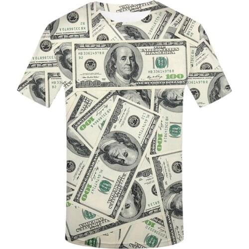 Fashion Plus Size Dollar Men T-Shirt Money Printed T-Shirt Short Sleeve Crew Neck Top Cool Mens Clothing Tee Shirt homme Summer