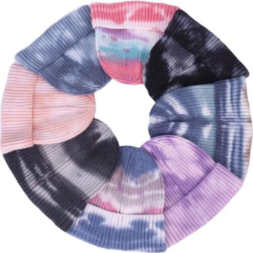 Fashion Tie Dye Cotton Ribbed Beanies Hats And Caps For Women Men Autumn Winter Knit slouch Hats Ladies Cap