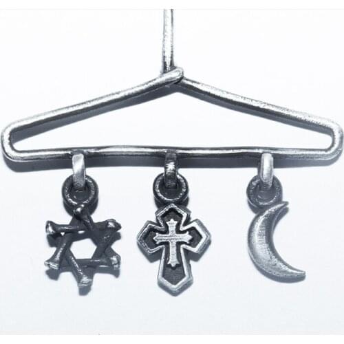 BEM HI BEN Mens Womens Earrings Chinese cross clothe hanger six-point star moon 925 sterling silver simple Original Hand made