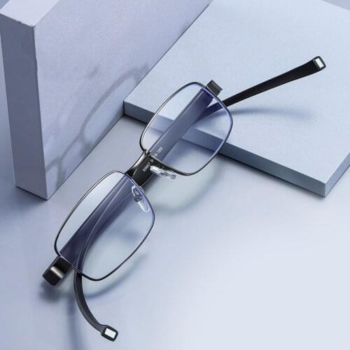 Men Alloy Magnet Portable Diopter Hanging Neck Computer Reading Eyewear Frame Presbyopic +1.0 1.5 2.0 3.5 Golden Readers