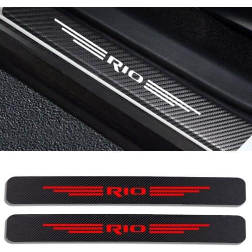 4PCS Car Stickers Door Threshold Guard For Kia Rio 3 4 K2 K3 X-Line Car Door Sill Scuff Plate Pedal Cover Trim Auto Accessories