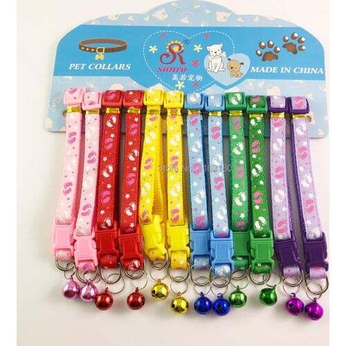 180 pcs/lot Nylon Pet dog Collar Small Dogs Cat Puppy Necklace with Bell 1.0cm Width Free Shipping