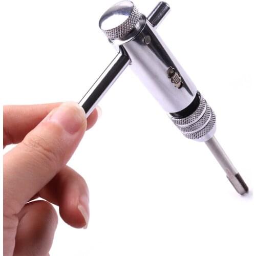 New 1Pcs High Quality Stainless Steel T-Handle Ratchet Tap Wrench with 5Pcs HSS M3-M8 Machine Screw Thread Metric Plug Hand Taps