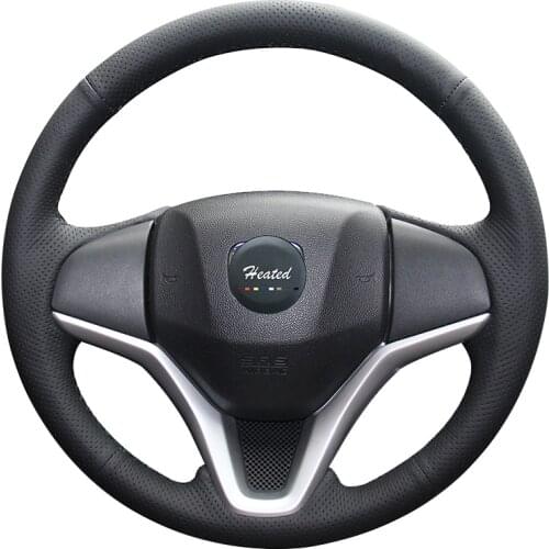 Microfiber leather braid on the Steering wheel cover for Honda Fit 2014-2019 City 2014-2019 Jazz 2014-2019 HR-V HRV 2016-2019