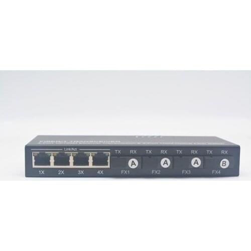 Fiber/T Transceiver 4-Port 10/100M Ethernet Transmission & 4-Port 100M Optical Fiber Switch AC power suplly