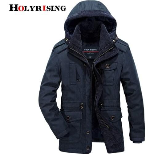 Holyrising Men Parkas Hombre Invierno False Two Piece Cotton Coats Mens Winter Jackets Coats Warm Overcoat Breathable Clothes