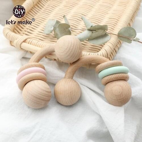 Baby Wooden Teether 111.5mmX67.2mm 5pcs Semi Ring Beech Wooden Unicorn Teething For New Born Toys Play Gym Diy Teethers