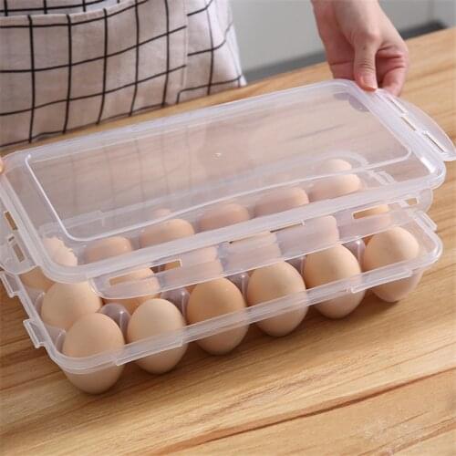 Transparent Plastic 10/18 Grid Egg Storage Box with Lid Portable Kitchen Refrigerator Fresh Keeping Egg Tray Fridge Organizer