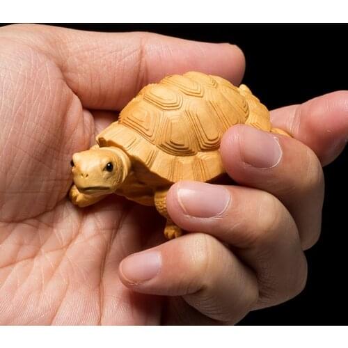 Boxwood 6-9 Cm Turtle Statue Money Turtle Lucky Pendant Feng Shui Animal Mascot Rich Sculpture Home Decor Office Decoration