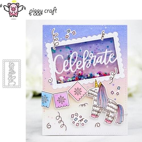 Piggy Craft metal cutting dies cut die mold Celebrate letter frame Scrapbook paper craft knife mould blade punch stencils dies