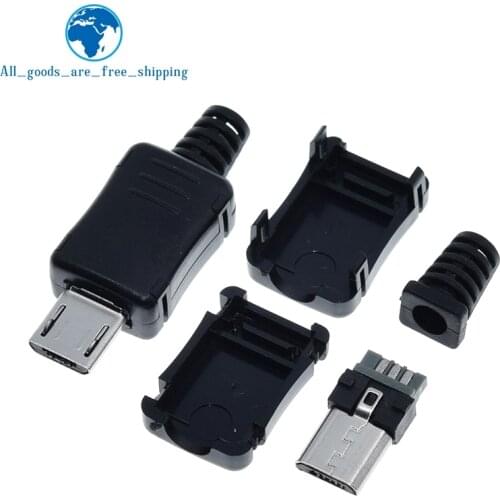 TZT High Quality 10PCS Micro USB Male Connector Male Micro USB Jack 2.0 5PIN Plug Socket With Plastic Cover For Kinds of DIY