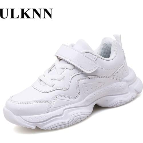 ULKNN White Footwear For Children Sports Girls Shoes Boy Casual Trendy Sneakers Pure Color Non-slip Breathable Comfortable