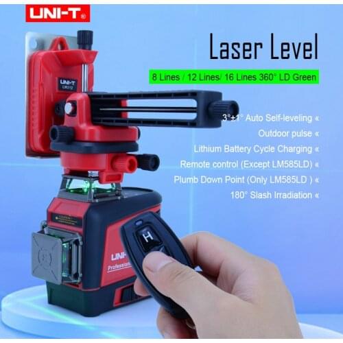 UNI-T 3D 8/12/16 line Green Laser Level 30m/40m 360 Self-Leveling Horizontal Vertical Cross Outdoor Remote Control Tester