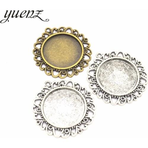 YuenZ 2pcs 2 Colors Necklace Pendant Setting Cabochon Base Tray Bezel Blank Fit 24*24mm Round Cabochon Jewelry Making C05