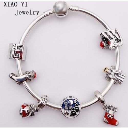 XIAOYI jewelry 100% s925 1 winter Christmas bracelet set sled socks female jewelry beautiful gentle wedding party