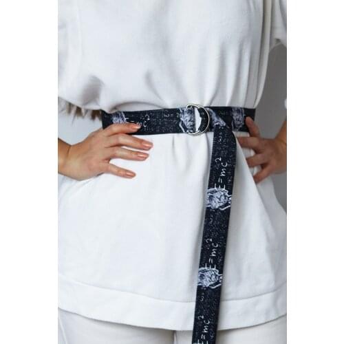 Unisex Off White Style Patterned Fabric Canvas Belt Personality Women New Fashion Tide All-match Spring Autumn