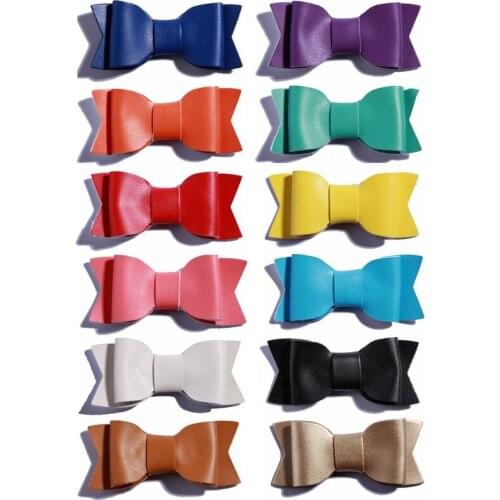 10PCS 7.5CM Hot Sale Synthetic PU Leather Bows Knot For Wedding Embellishment Artificial Flower For Home Garden U Pick