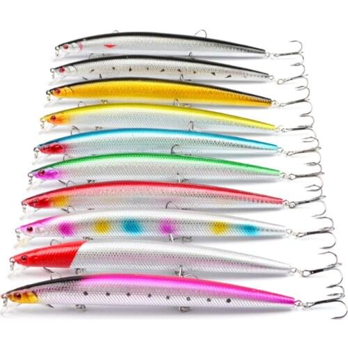10pcs/lot 18.5cm 24.5g Long Minnow Fishing Lure Set New Isca Artificial Hard Wobblers Crankbaits Plastic Pesca Fishing Tackle