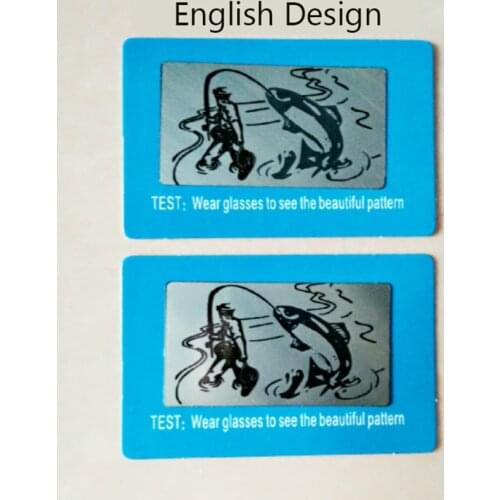 100pcs/lot Total English Design 4*6cm Polarized Test Card Glasses Accessories Wholesale