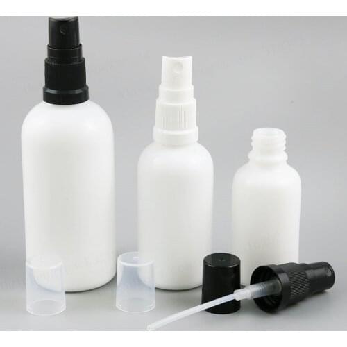 12 x Refillable Natural White Glass Bottle With Mist Spray 30ml 50ml 100ml 1oz White Glass Parfume Vials Containers