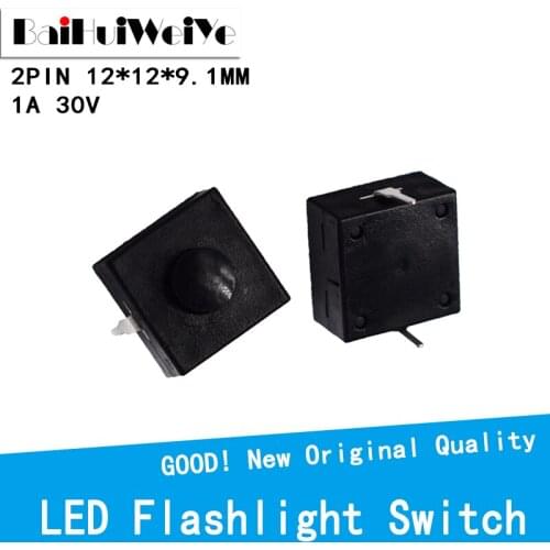 20PCS Flashlight Button Switch 1A 30V CB-1212-112D 2Pin Ultra-Thin Middle of the feet 12 * 12 * 9.1mm self-locking switch ON OFF